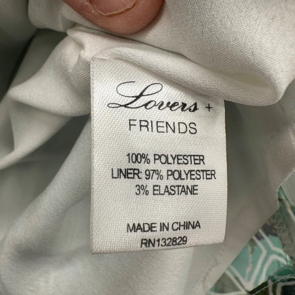 Lovers + Friends Gracie Green Split Sleeve Geometric Shift Boho Crop Top Small - Picture 6 of 9